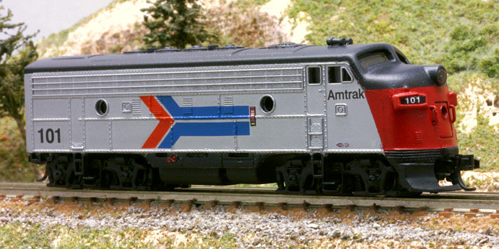 Bachmann F7 custom painted in Amtrak I. 