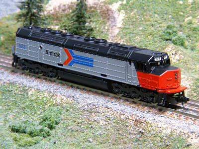 Rivarossi FP45 painted in Amtrak I resembling SDP40F. 